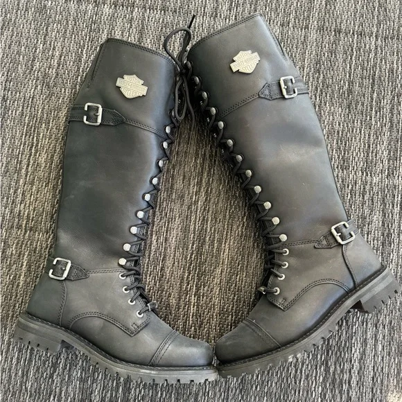 Harley-Davidson Leather Boots Beechwood Motorcycle Size 8 Size Tall Riding Boots - Picture 16 of 16